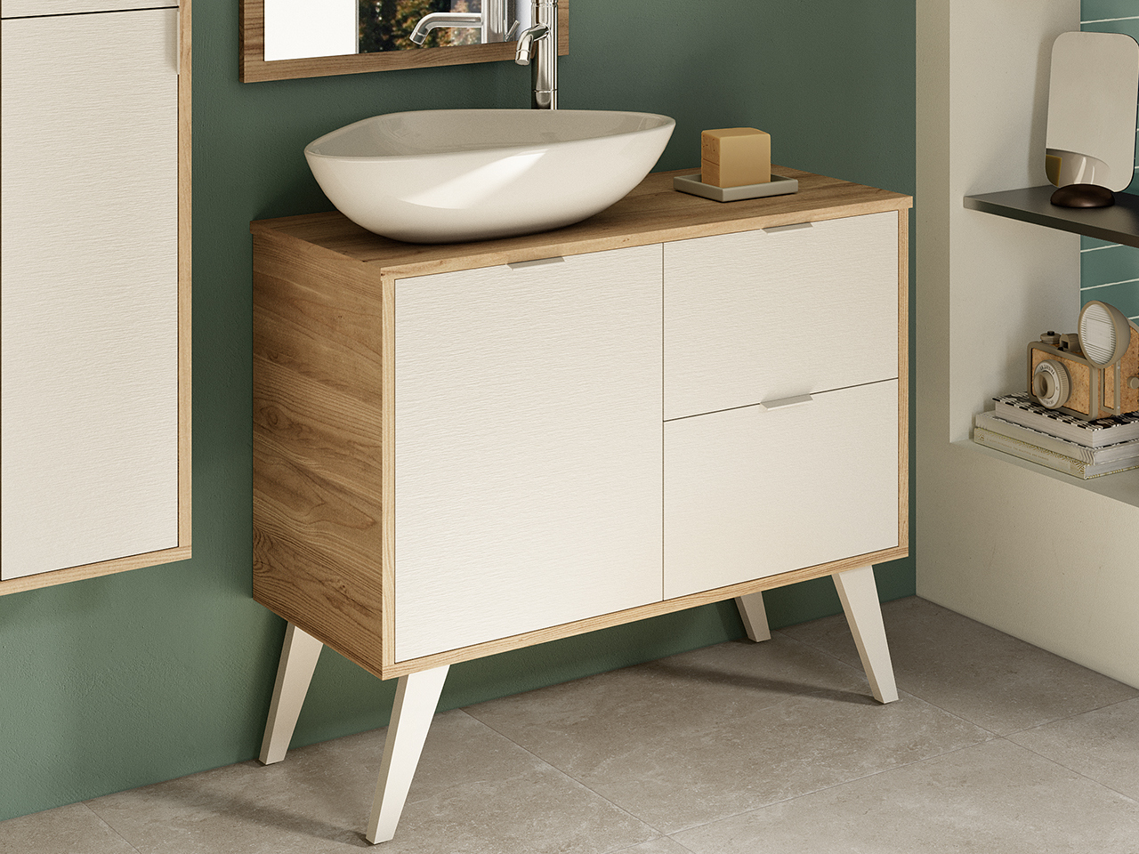 Meuble de salle de bains Milu' 90 cm 4 Pieds avec plan de lavabo