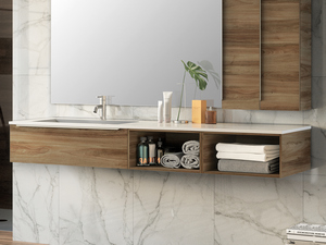 Mobile Bagno Trendy 190 cm 1 Cassetto Lavabo Sx Hide Bianco Lucido