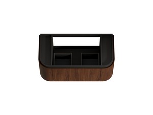 Meuble de salle de bains Tide 100 cm 3 tiroirs en bois multiplis noyer avec lavabo en Solid Surface blanc mat