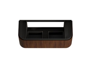 Meuble de salle de bains Tide 120 cm 3 tiroirs en bois multiplis noyer avec lavabo en Solid Surface blanc mat