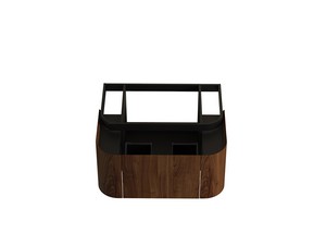 Meuble de salle de bains Tide 90 cm 3 tiroirs en bois multiplis noyer avec lavabo en Solid Surface blanc mat