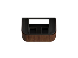 Meuble de salle de bains Tide 90 cm 3 tiroirs en bois multiplis noyer avec lavabo en Solid Surface blanc mat