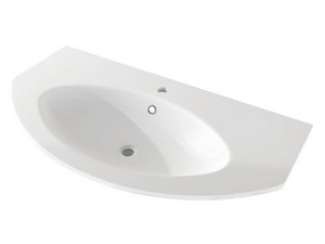 Modo Curved Bathroom Furniture 92 cm Grey Taupe Matt with White Washbasin