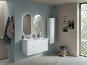 Modula Bathroom Furniture 121 cm 4 Drawers Matt White with Smart Ceramic Unitop Washbasin