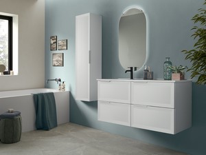 Modula Bathroom Furniture 121 cm 4 Drawers Matt White with Avivo Left Ceramic Basin