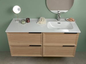 Modula Bathroom Furniture 121 cm 4 Drawers Light Oak with Avivo Right Ceramic Basin