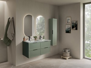 Modula Bathroom Furniture 121 cm 4 Drawers Matt Green with Smart Unitop Washbasin