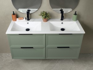 Modula Bathroom Furniture 121 cm 4 Drawers Matt Green with Smart Unitop Washbasin