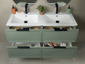 Modula Bathroom Furniture 121 cm 4 Drawers Matt Green with Smart Unitop Washbasin
