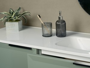 Modula Bathroom Furniture 121 cm 4 Drawers Matt Green with Avivo Right Ceramic Basin