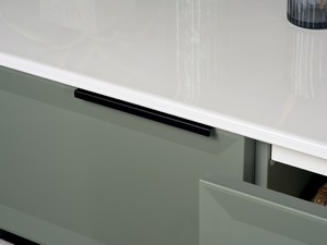 Modula Bathroom Furniture 121 cm 4 Drawers Matt Green with Avivo Left Ceramic Basin