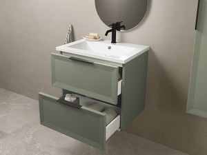 Modula Bathroom Furniture 61 cm 2 Drawers Matt Green with Smart Unitop Washbasin