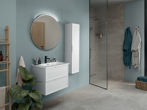 Modula Bathroom Furniture 75 cm 2 Drawers Matt White and Smart Ceramic Unitop Washbasin