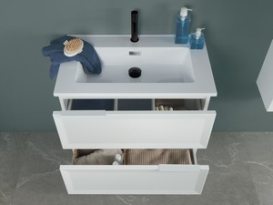 Modula Bathroom Furniture 75 cm 2 Drawers Matt White and Smart Ceramic Unitop Washbasin