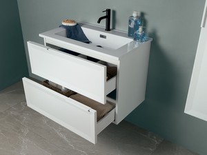 Modula Bathroom Furniture 75 cm 2 Drawers Matt White and Smart Ceramic Unitop Washbasin