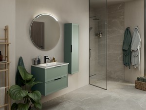 Modula Bathroom Furniture 75 cm 2 Drawers Matt Green with Smart Ceramic Unitop Washbasin