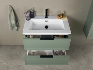 Modula Bathroom Furniture 75 cm 2 Drawers Matt Green with Smart Ceramic Unitop Washbasin