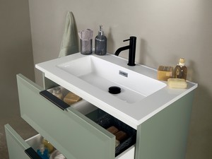 Modula Bathroom Furniture 75 cm 2 Drawers Matt Green with Smart Ceramic Unitop Washbasin