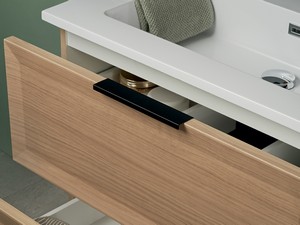 Modula Bathroom Furniture 75 cm 2 Drawers Light Oak with Smart Ceramic Unitop Washbasin