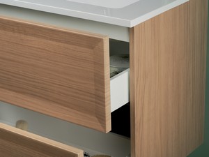 Modula Bathroom Furniture 75 cm 2 Drawers Light Oak with Smart Ceramic Unitop Washbasin