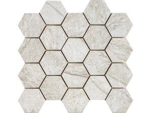 Mosaik Alpes White 29x27 Feinsteinzeug mit weißem Quarzit-Steinoptik