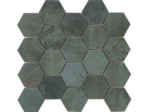 Mosaico Blade Green 29x27 Gres Effetto Metallo Verde