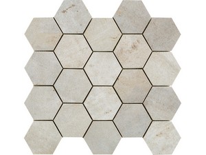 Mosaico Blade White 29x27 Gres Effetto Metallo Bianco