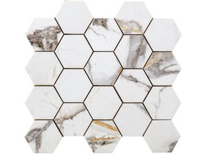 Iceberg White Marbles Mosaic 29x27 Stoneware Honed Marble Effect Glossy White