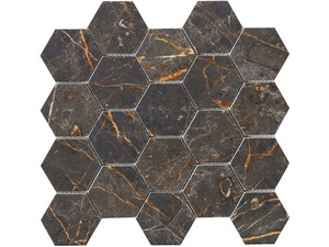 Imperiale Gold Mosaic 29x27 Stoneware 3D Marble Effect Matt Brown