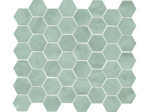 Mosaico Intinta Giada 28,8X33,3 Lucido Esagonale Verde Acqua