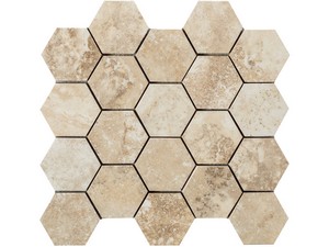 Moon Gold Full Lappato Mosaic 29X27 Beige Travertine Effect Stoneware