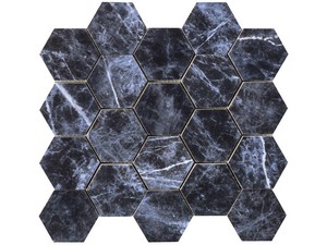 Mosaïque Ocean Blue 29X27 grès cérame effet marbre bleu poli