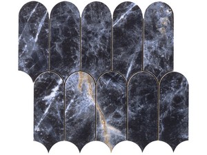 Ocean Blue Plume Mosaic 30.4x27.3 cm Polished Lapped Blue Marble-Effect Stoneware