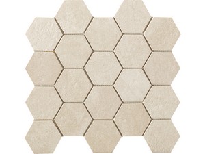 Slim Stone White Mosaic 29x27 3,5 mm thick White Stone-Effect Stoneware