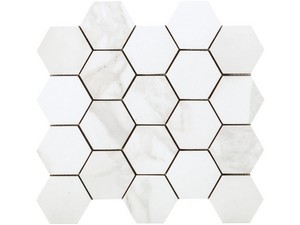 Ultrawhite Mosaic 29x27 Full Honed Stoneware White Marble Effect