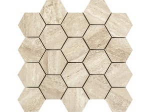 Mosaïque hexagonale Vogue Cream 29x27 grès cérame effet travertin naturel beige