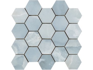 Waterfall Marbles Mosaic 29x27 cm Polished Lapped Light Blue Marble-Effect Stoneware