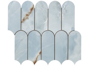 Waterfall Plume Marbles Mosaic 30.4x27.3 cm Polished Lapped Light Blue Marble-Effect Stoneware