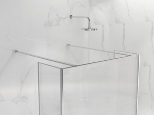 WALK IN NAMASTE' SHOWER 140 CM H200 8 MM CORRUGATED GLASS WITH CHROME PROFILE