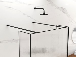 Douche à l’italienne Namaste’ 2 parois 100x70 cm H200 verre 8 mm effet strié avec profilé noir mat
