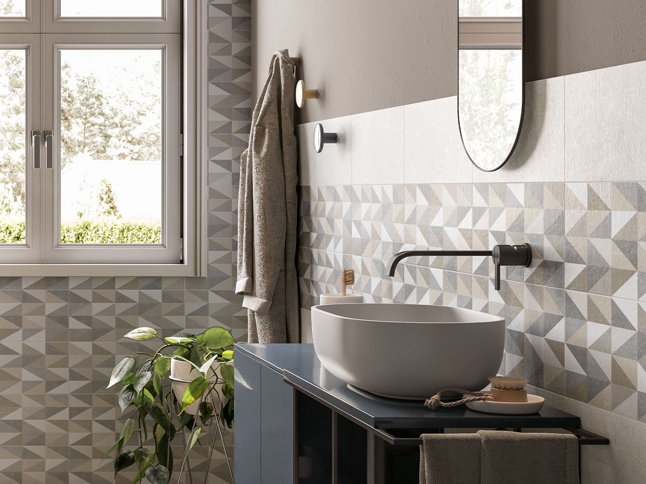 Carrelage Next Deco Taupe mural décor géométrique 20x45 beige