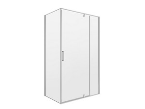 Onda Shower Box 100x70 H200 Rotating Hinged Door, Fixed Side and Inline Panel 6 mm Transparent Glass and Chrome Profiles
