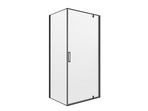 Onda Shower Box 70x90 H200 Rotating Hinged Door and Fixed Side 6 mm Transparent Glass and Black Matt Profiles