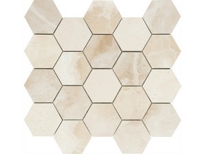 Mosaïque hexagonale Onyx Beige 29x27 grès cérame effet marbre onyx beige brillant