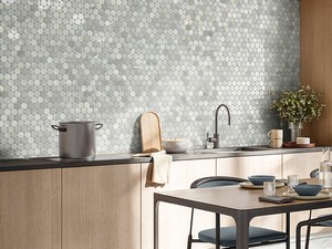 Mosaïque Onyx Dots Blue 30,2x26,2 grès cérame effet marbre onyx bleu brillant