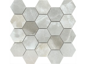 Mosaïque hexagonale Onyx Blue 29x27 grès cérame effet marbre onyx bleu brillant