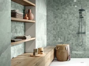 Mosaik Esagona Green poliert 29x27 Mamoroptik Grün glänzend