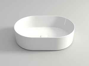 Aufsatzwaschbecken Open Ovale 60x40 cm ohne Armaturenloch Weiß glänzend
