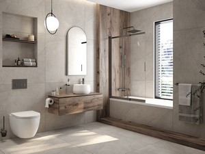 Badewannenwand Prizma mit Schiebetür cm 100 H140 Erw. 58,7-98,1 Glasstärke 6 mm Transparent Profile aus Titan