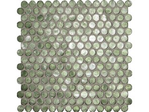 Mosaïque verre Penny Green 28,6x28,6 cm vert avec feuille d'argent